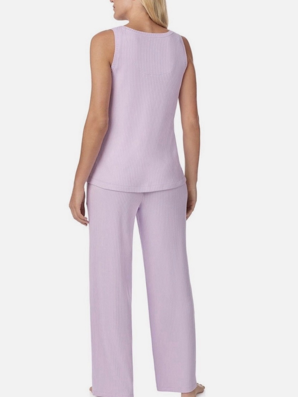 Women's Lavender Ribbed Button-Front 3 Piece Lounge Set - Picture 4 of 6